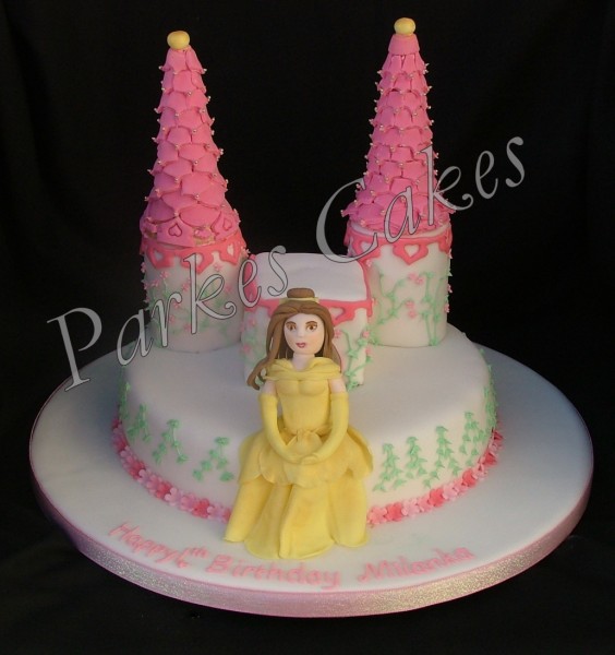 belle and castle birthday cake